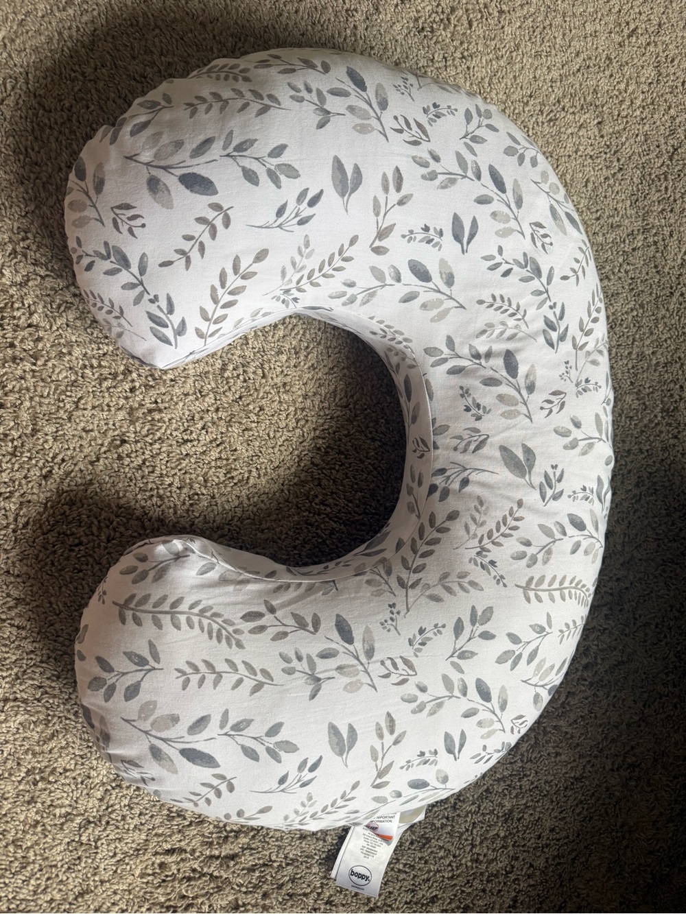 Hoppy Neutral Leaf Print Nursing Pillow